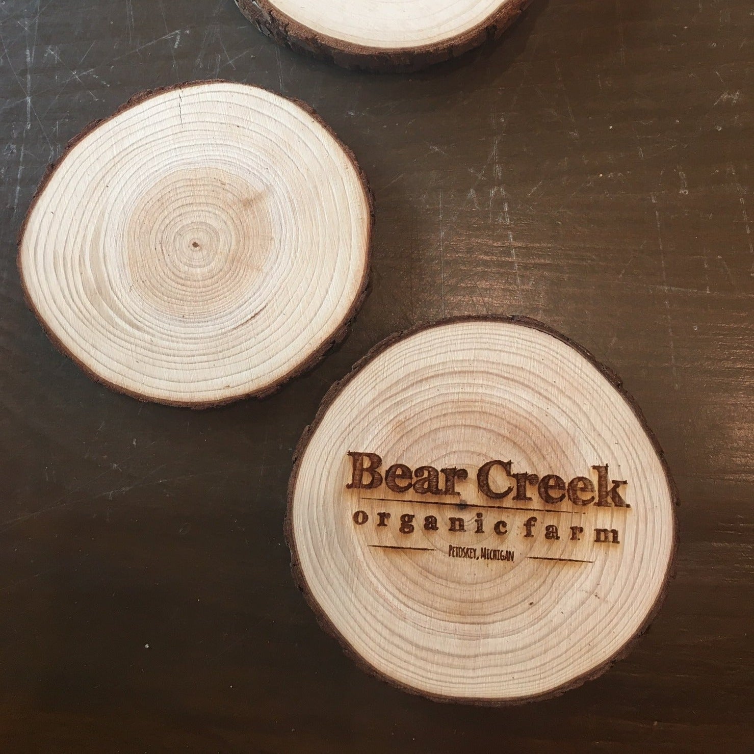 Bear Creek Engraved Wood Coaster