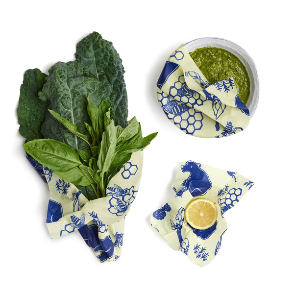 Bees Wrap - Assorted Sizes - Bees & Bears Print - Pack of 3